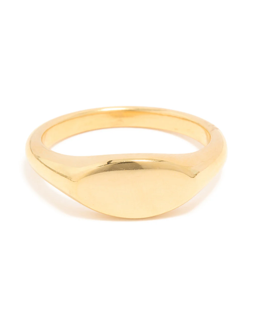 Waterproof Gold Plated Stainless Steel Oval Signet Ring - Image 3
