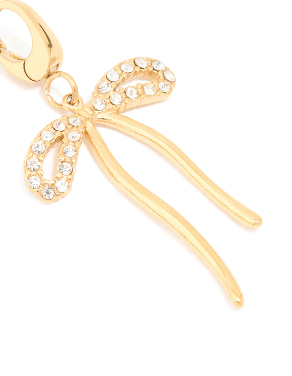 Waterproof Gold Plated Stainless Steel Pavé Cubic Zirconia Bow Charm - Image 2