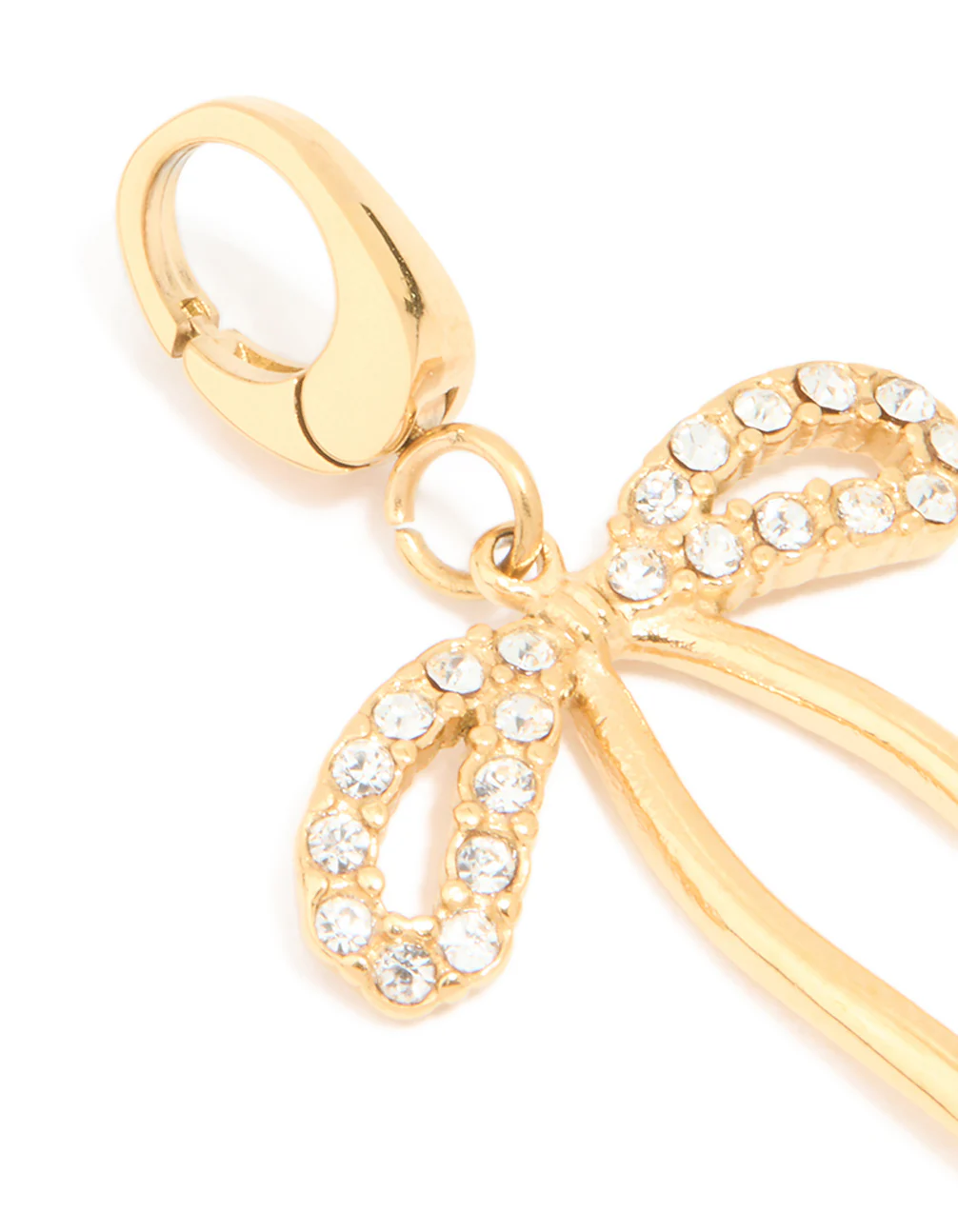Waterproof Gold Plated Stainless Steel Pavé Cubic Zirconia Bow Charm - Image 3