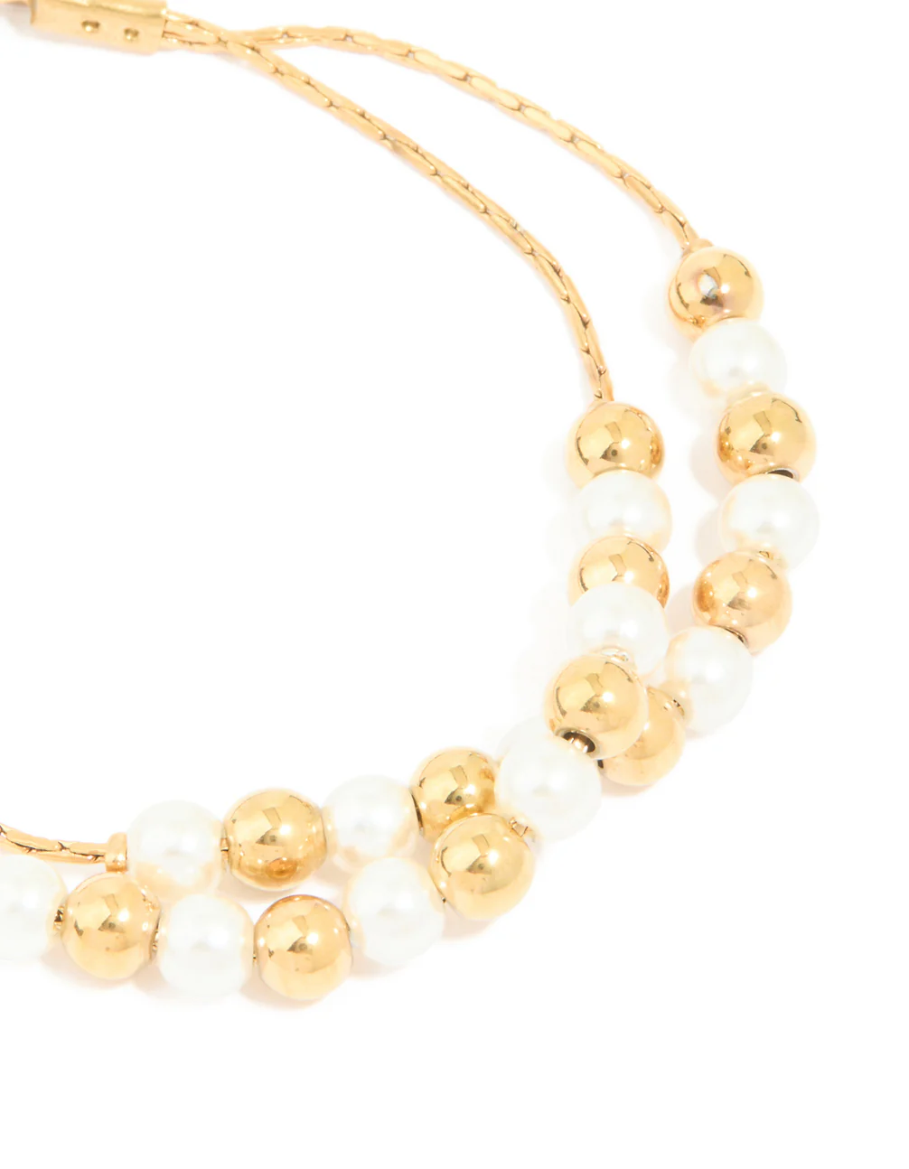 Waterproof Gold Plated Stainless Steel Pearl & Ball Layered Bracelet - Image 4