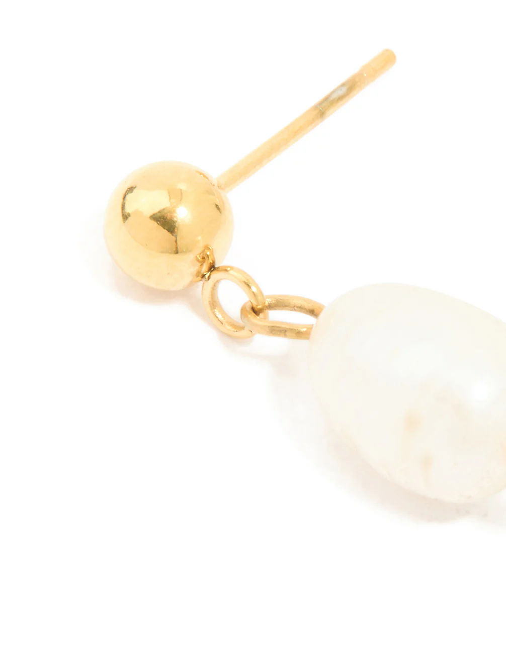 Waterproof Gold Plated Stainless Steel Pearl & Ball Stud Drop Earrings - Image 2