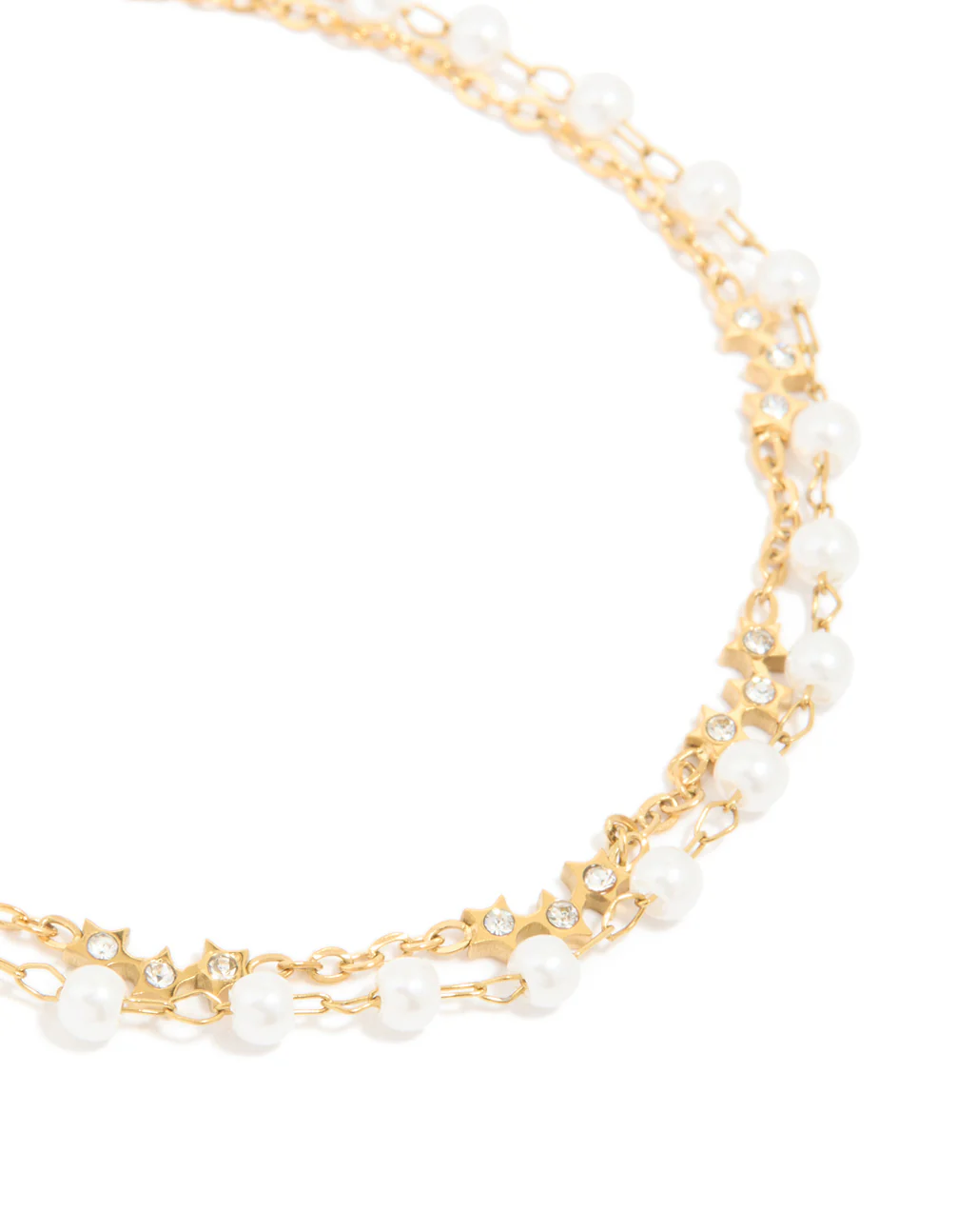 Waterproof Gold Plated Stainless Steel Pearl & Cubic Zirconia Bracelet - Image 4