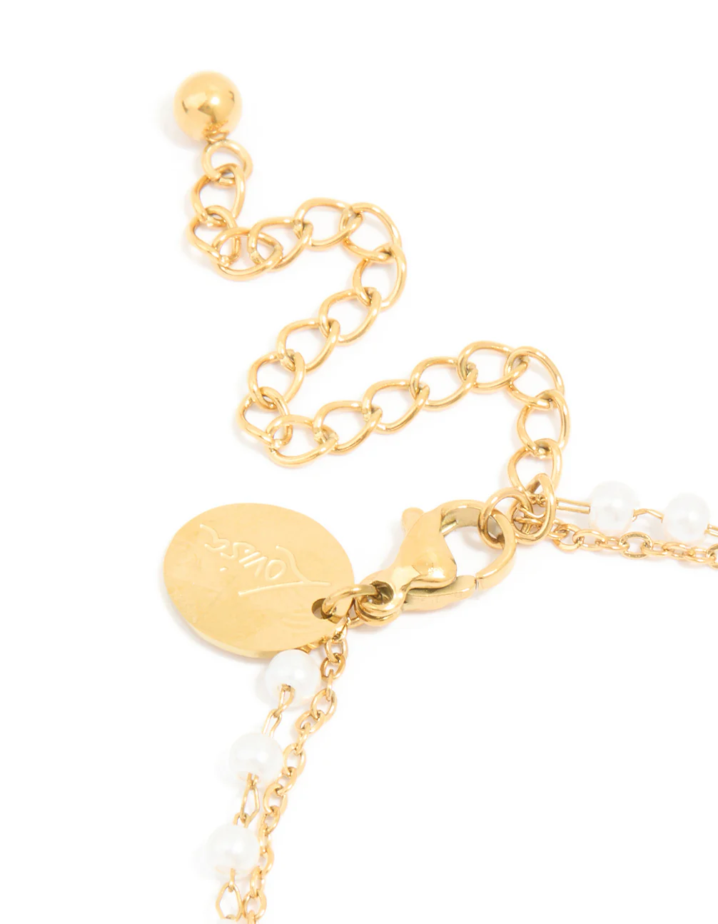 Waterproof Gold Plated Stainless Steel Pearl & Cubic Zirconia Bracelet - Image 5