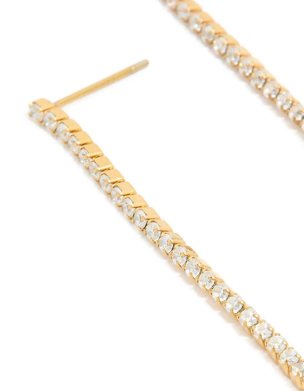 Waterproof Gold Plated Stainless Steel Pearl Diamante Cup Chain Drop Earrings - Image 2