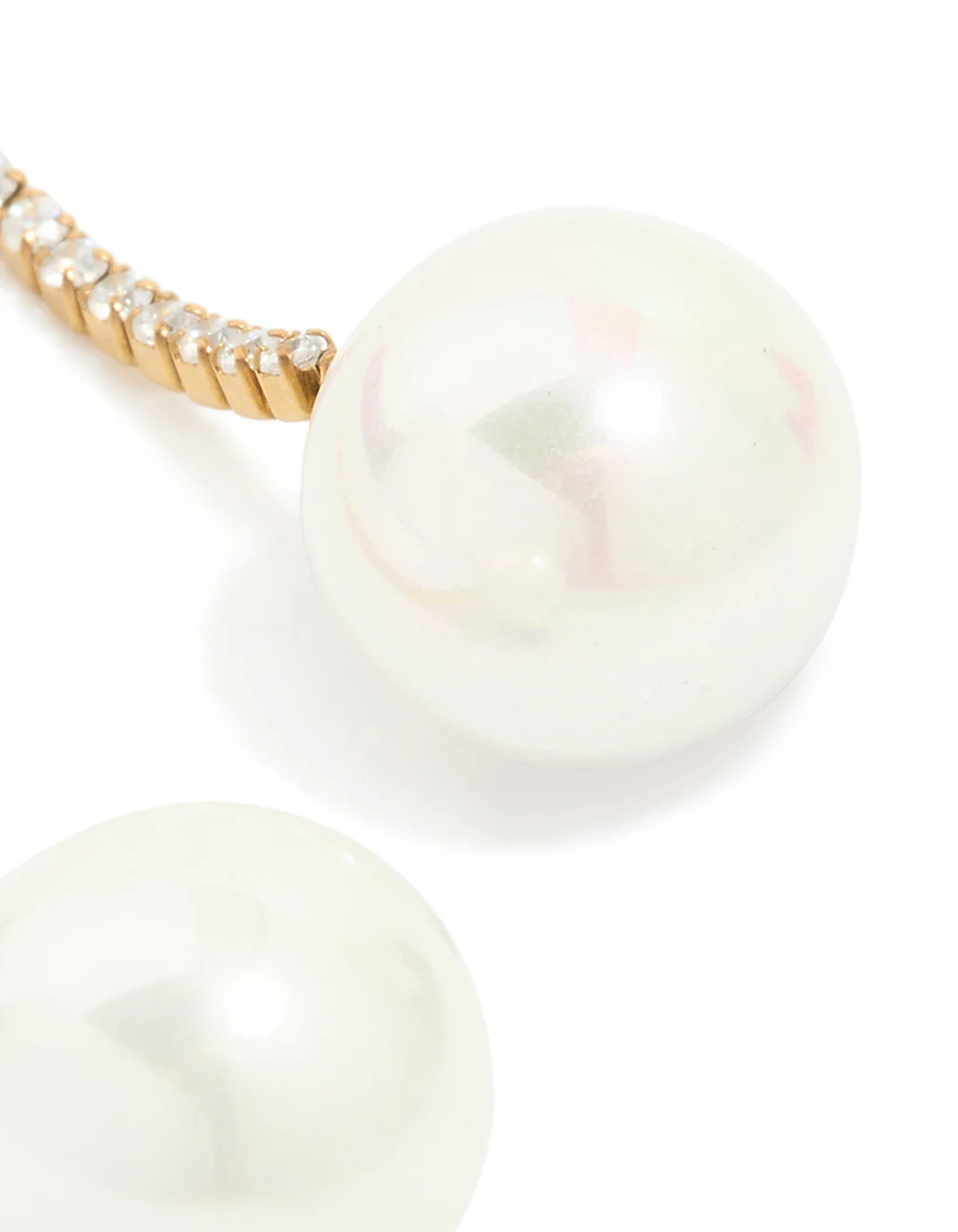 Waterproof Gold Plated Stainless Steel Pearl Diamante Cup Chain Drop Earrings - Image 3