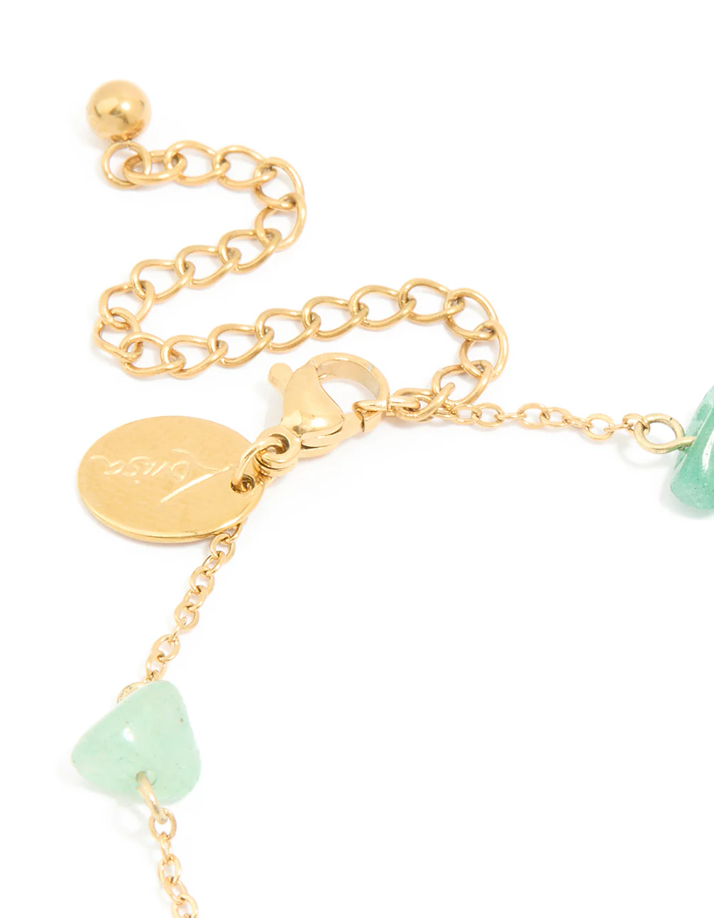 Waterproof Gold-Plated Stainless Steel Pearl & Green Semi Precious Stone Chip Bracelet - Image 5