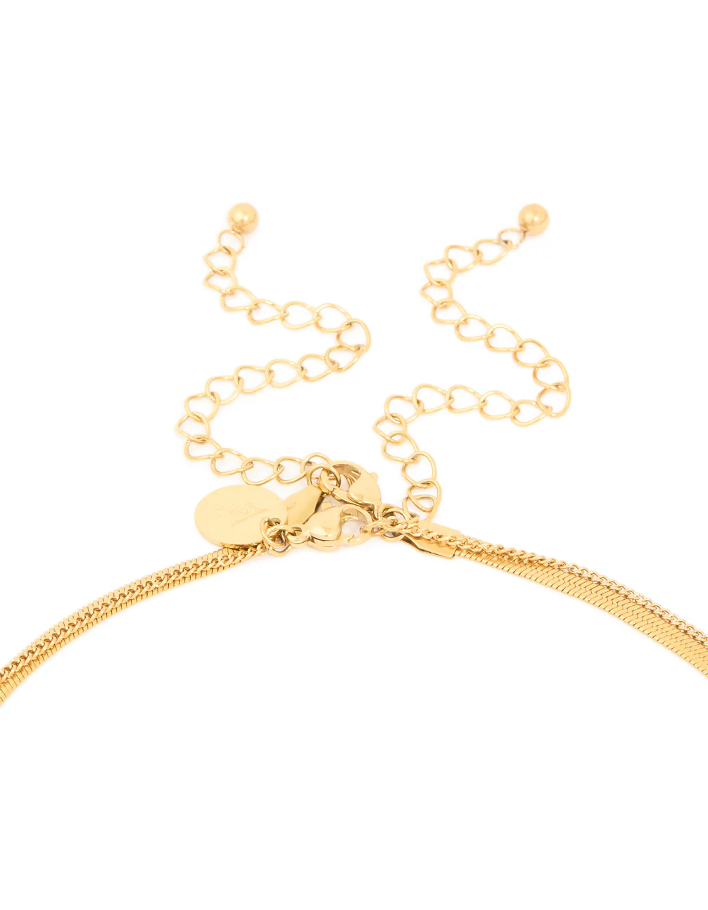Waterproof Gold Plated Stainless Steel Pearl & Snake Chain Layered Necklace - Image 3