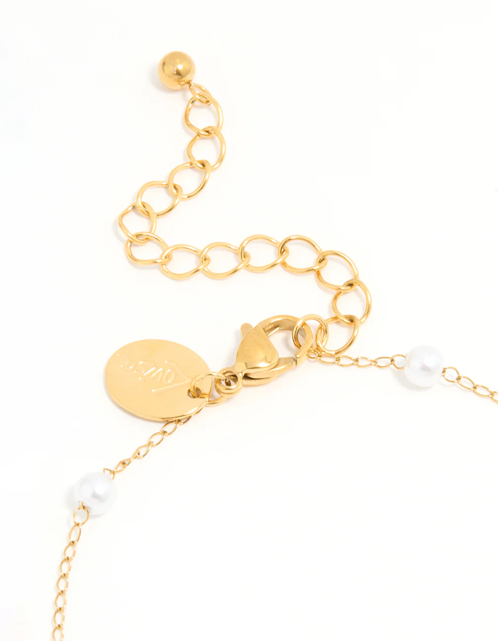 Waterproof Gold Plated Stainless Steel Pearl Star & Shell Charm Anklet - Image 3