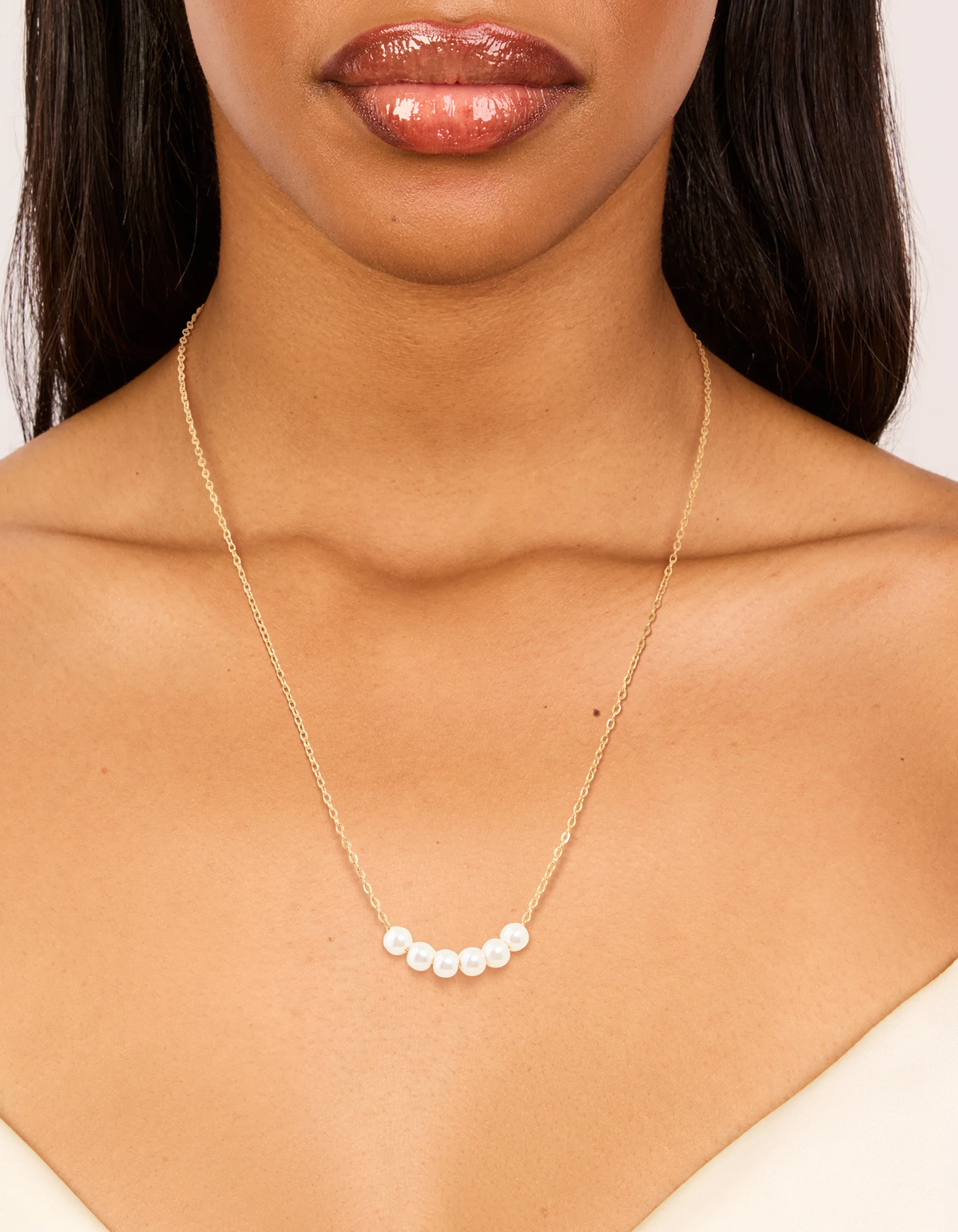 Waterproof Gold Plated Stainless Steel Pearls Necklace - Image 2