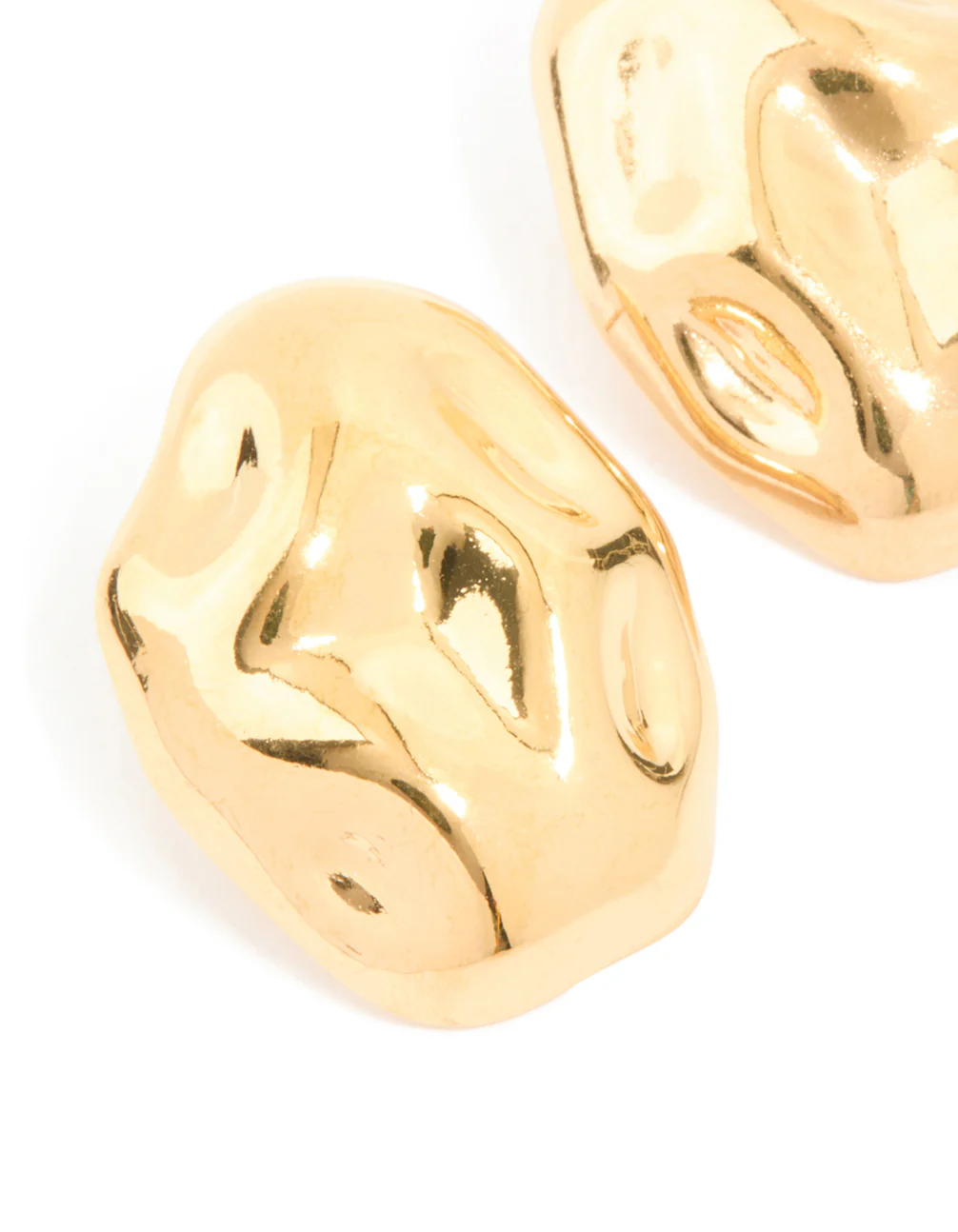 Waterproof Gold Plated Stainless Steel Pebble Stud Earrings - Image 4