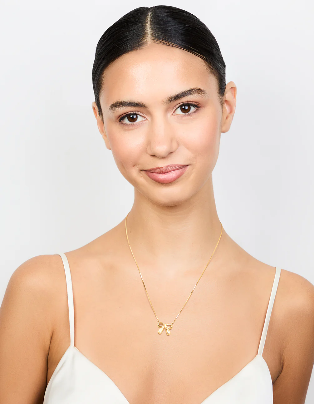 Waterproof Gold Plated Stainless Steel Pendant Bow Necklace - Image 3