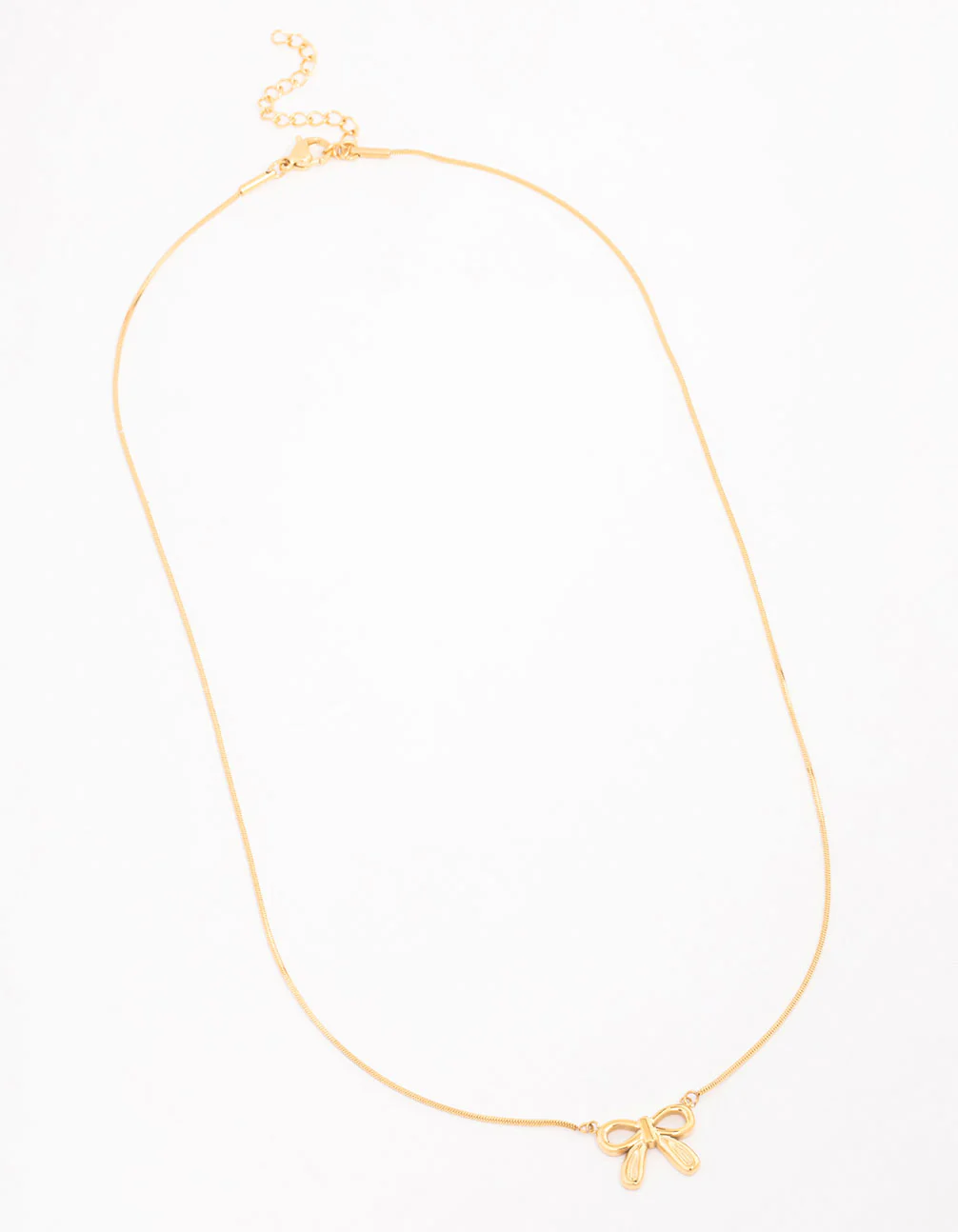 Waterproof Gold Plated Stainless Steel Pendant Bow Necklace - Image 4