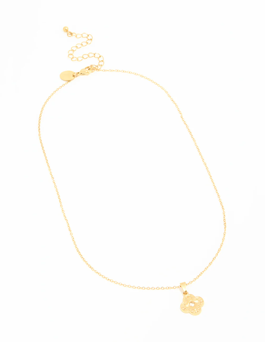 Waterproof Gold Plated Stainless Steel Petal Pendant Necklace - Image 2