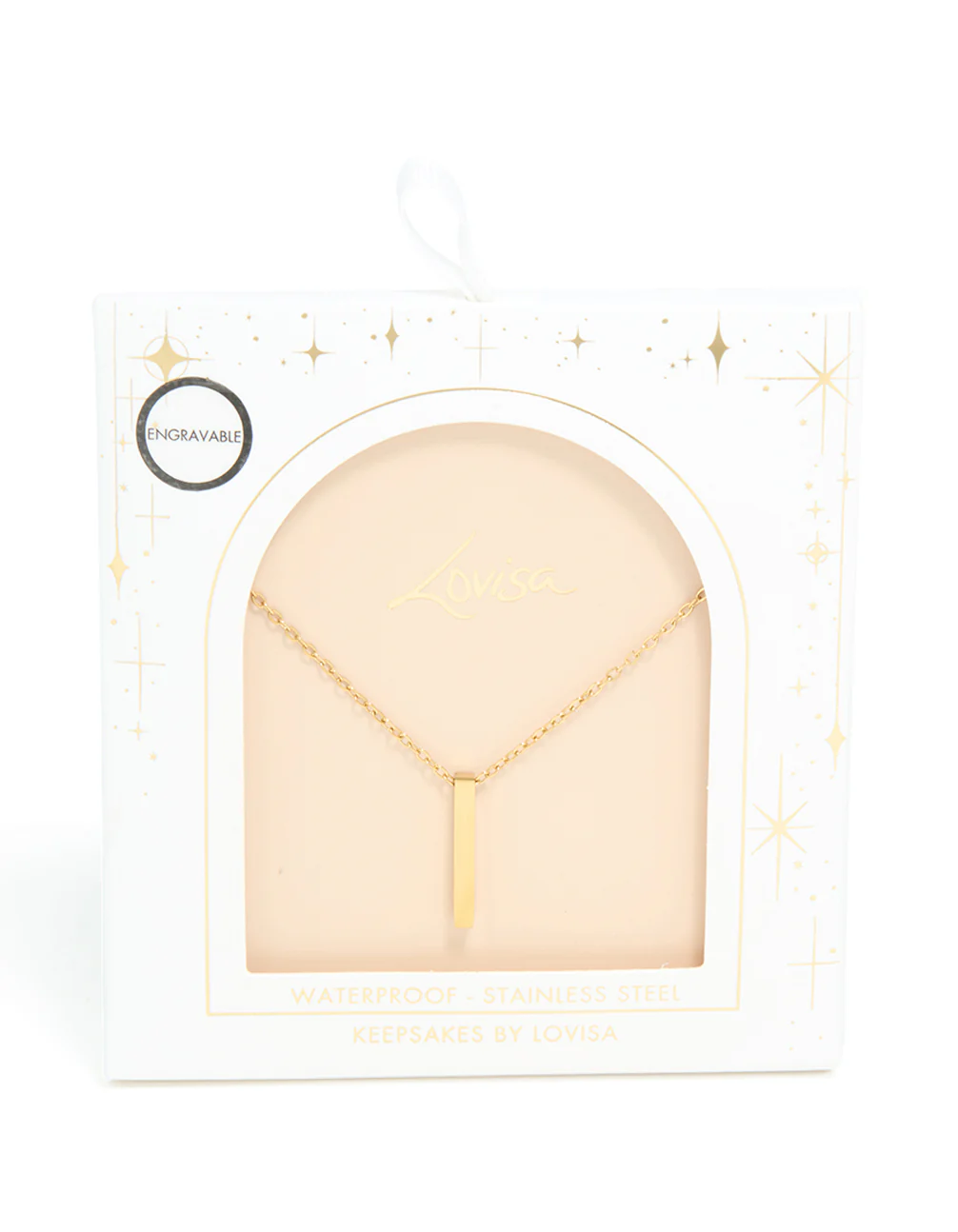 Waterproof Gold Plated Stainless Steel Pillar Engravable Pendant Necklace - Image 5
