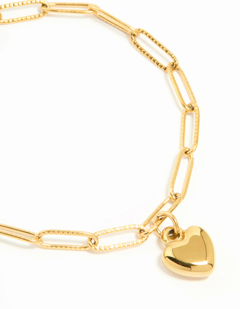 Waterproof Gold Plated Stainless Steel Pin Chain Heart Bracelet - Image 2