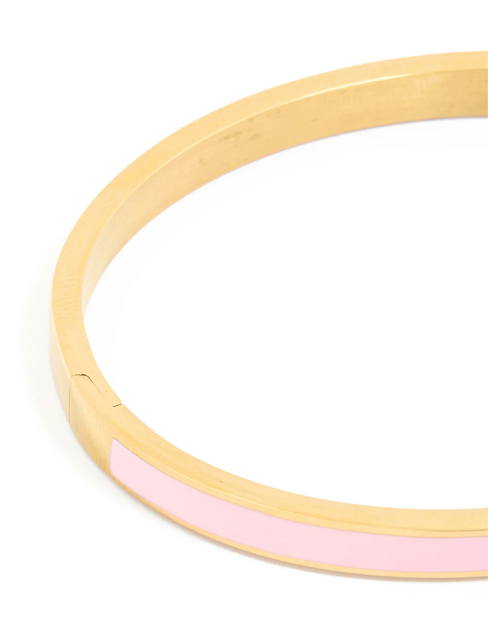 Waterproof Gold Plated Stainless Steel Pink Enamel Thick Hinged Bangle - Image 5