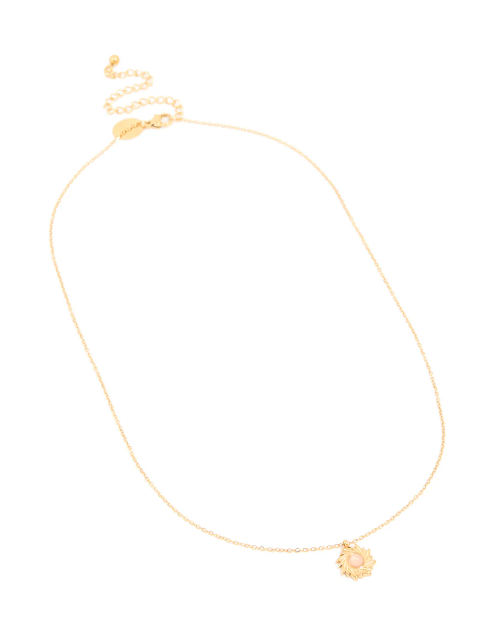 Waterproof Gold Plated Stainless Steel Pink Semi Precious Stone Sunray Necklace - Image 4