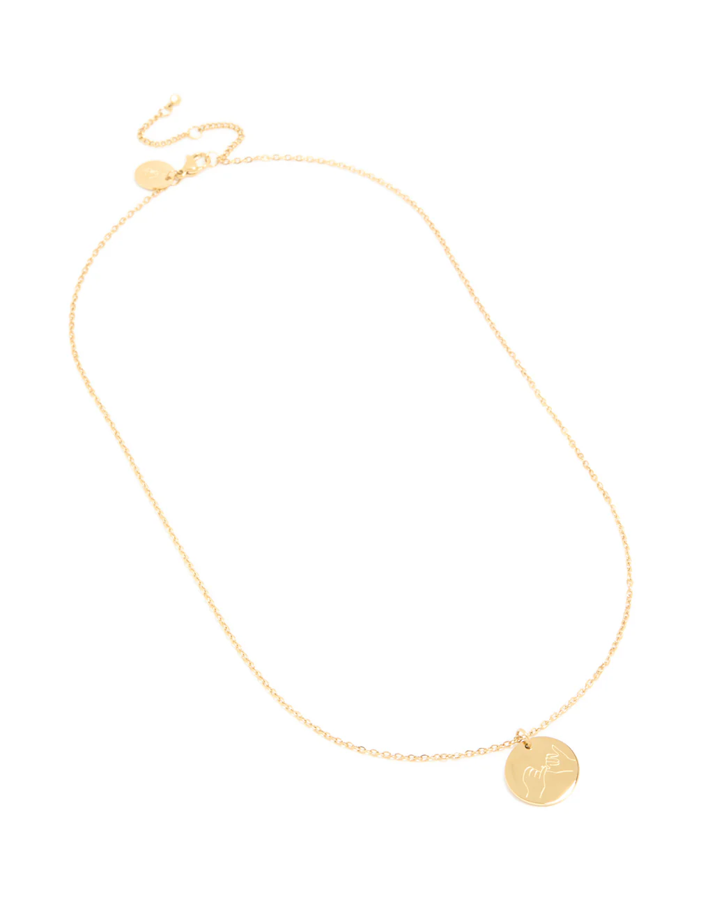 Waterproof Gold Plated Stainless Steel Pinky Promise Pendant Necklace - Image 2