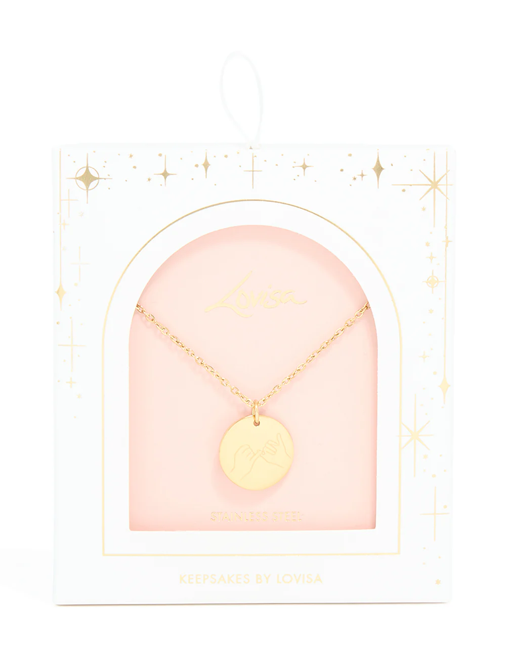 Waterproof Gold Plated Stainless Steel Pinky Promise Pendant Necklace - Image 3