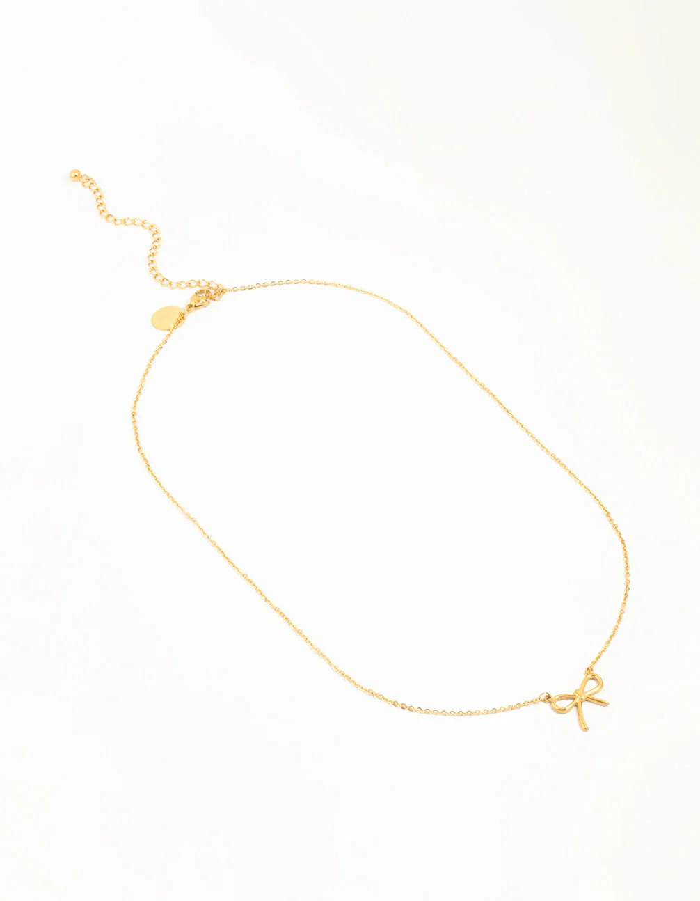 Waterproof Gold Plated Stainless Steel Plain Bow Necklace - Image 4