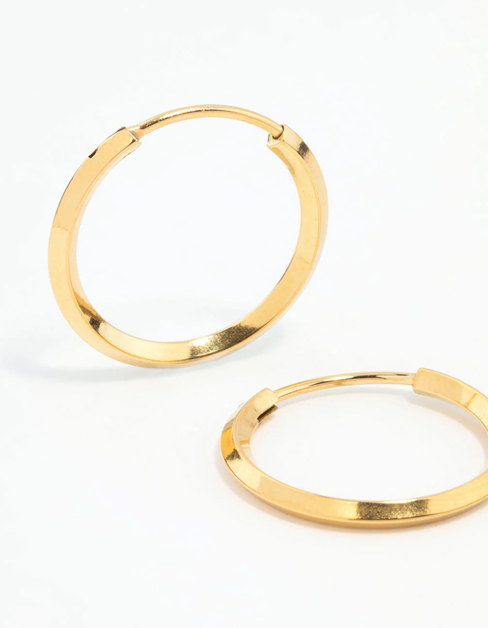 Waterproof Gold Plated Stainless Steel Point Edge Hoop Earrings - Image 4