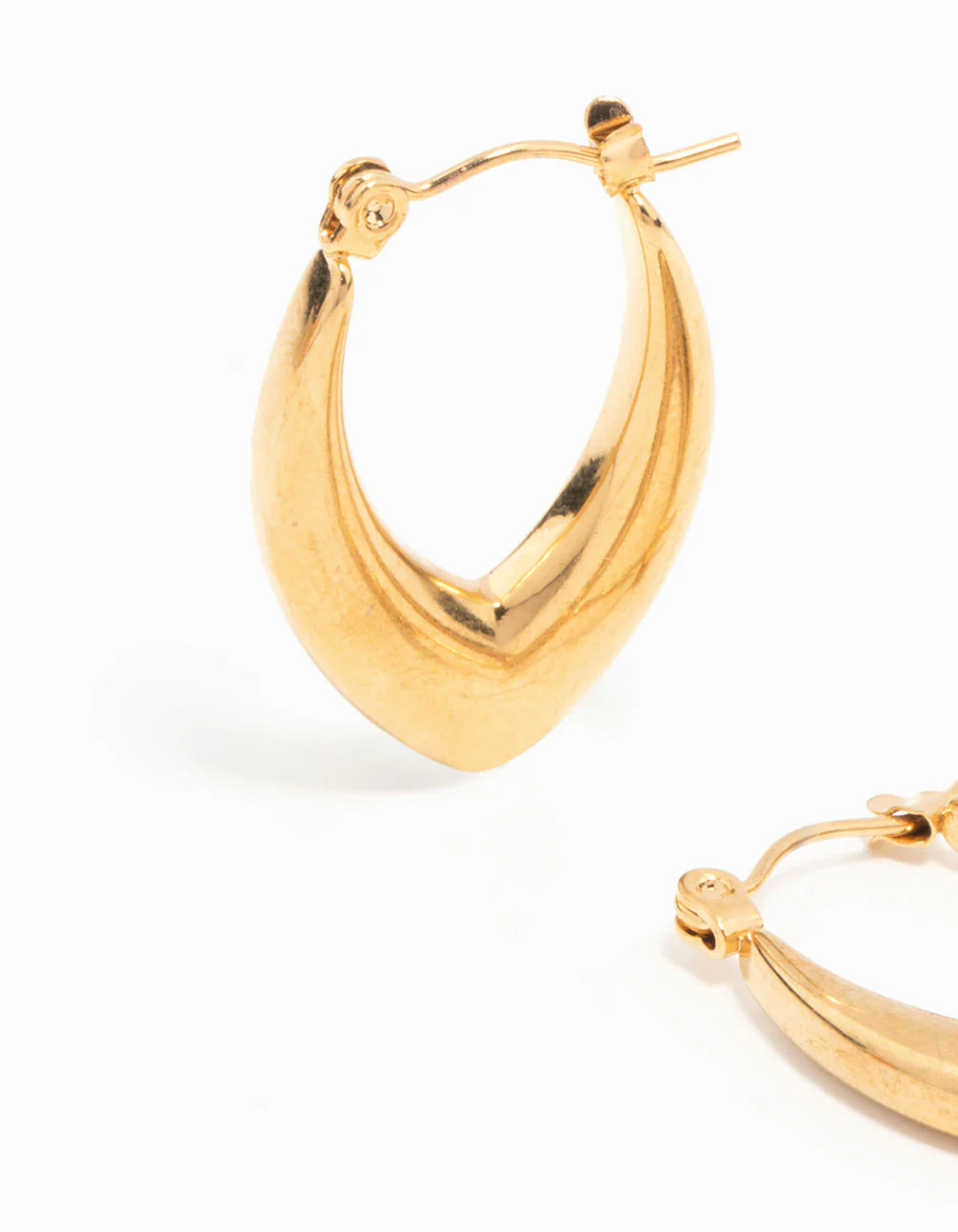 Waterproof Gold Plated Stainless Steel Pointed Puff Hoop Earrings - Image 4