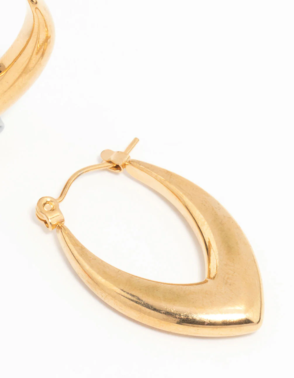 Waterproof Gold Plated Stainless Steel Pointed Puff Hoop Earrings - Image 5