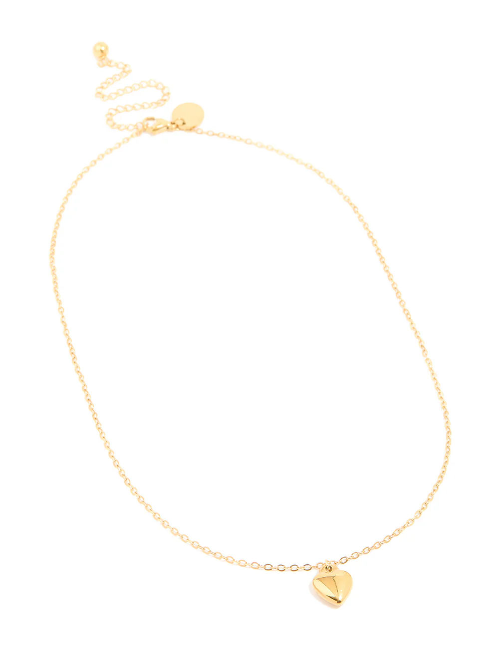 Waterproof Gold Plated Stainless Steel Puffy Heart Pendant Necklace - Image 2