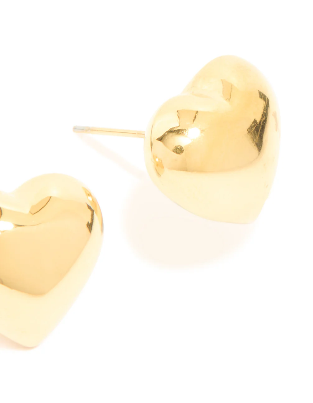 Waterproof Gold Plated Stainless Steel Puffy Heart Stud Earrings - Image 5