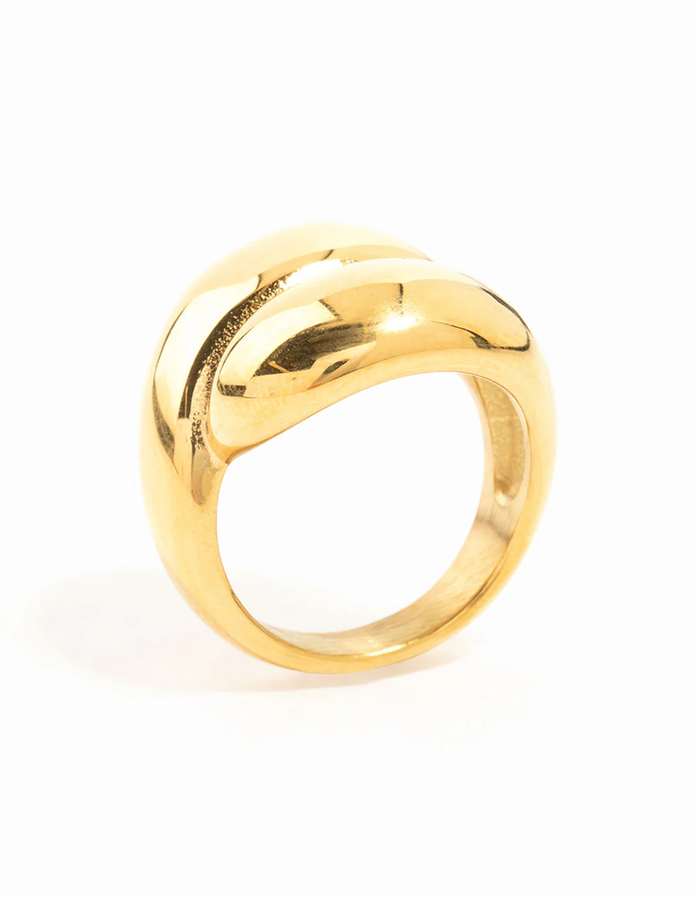 Waterproof Gold Plated Stainless Steel Puffy Stacked Ring - Image 3