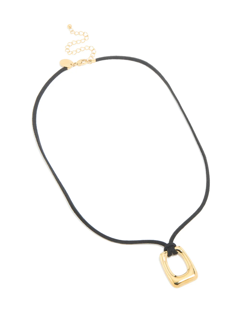 Waterproof Gold Plated Stainless Steel Rectangle Pendant Cord Necklace - Image 4