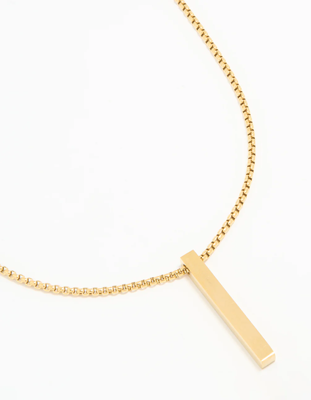 Waterproof Gold Plated Stainless Steel Rectangle Pendant Long Necklace