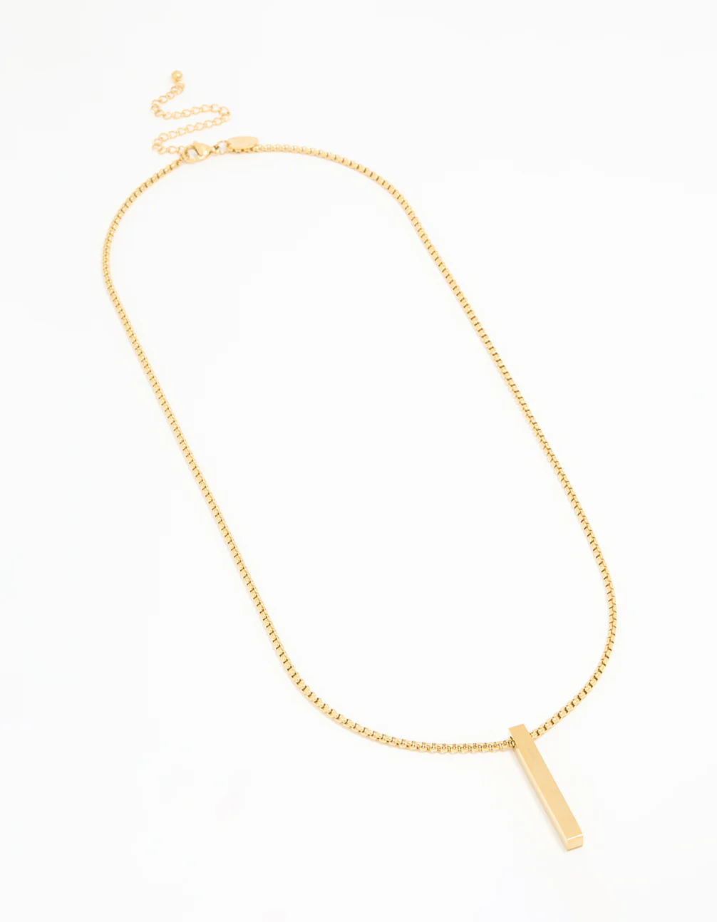 Waterproof Gold Plated Stainless Steel Rectangle Pendant Long Necklace - Image 2