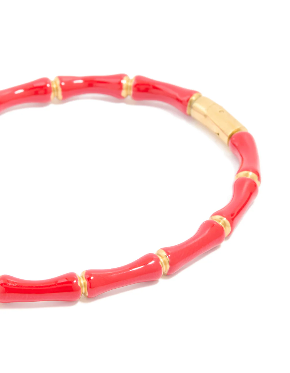 Waterproof Gold Plated Stainless Steel Red Bamboo Bangle - Image 4