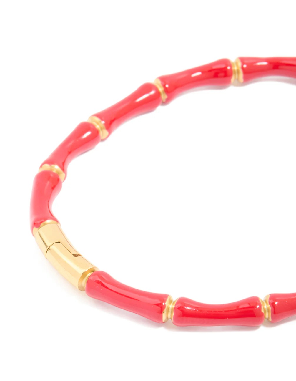 Waterproof Gold Plated Stainless Steel Red Bamboo Bangle - Image 5