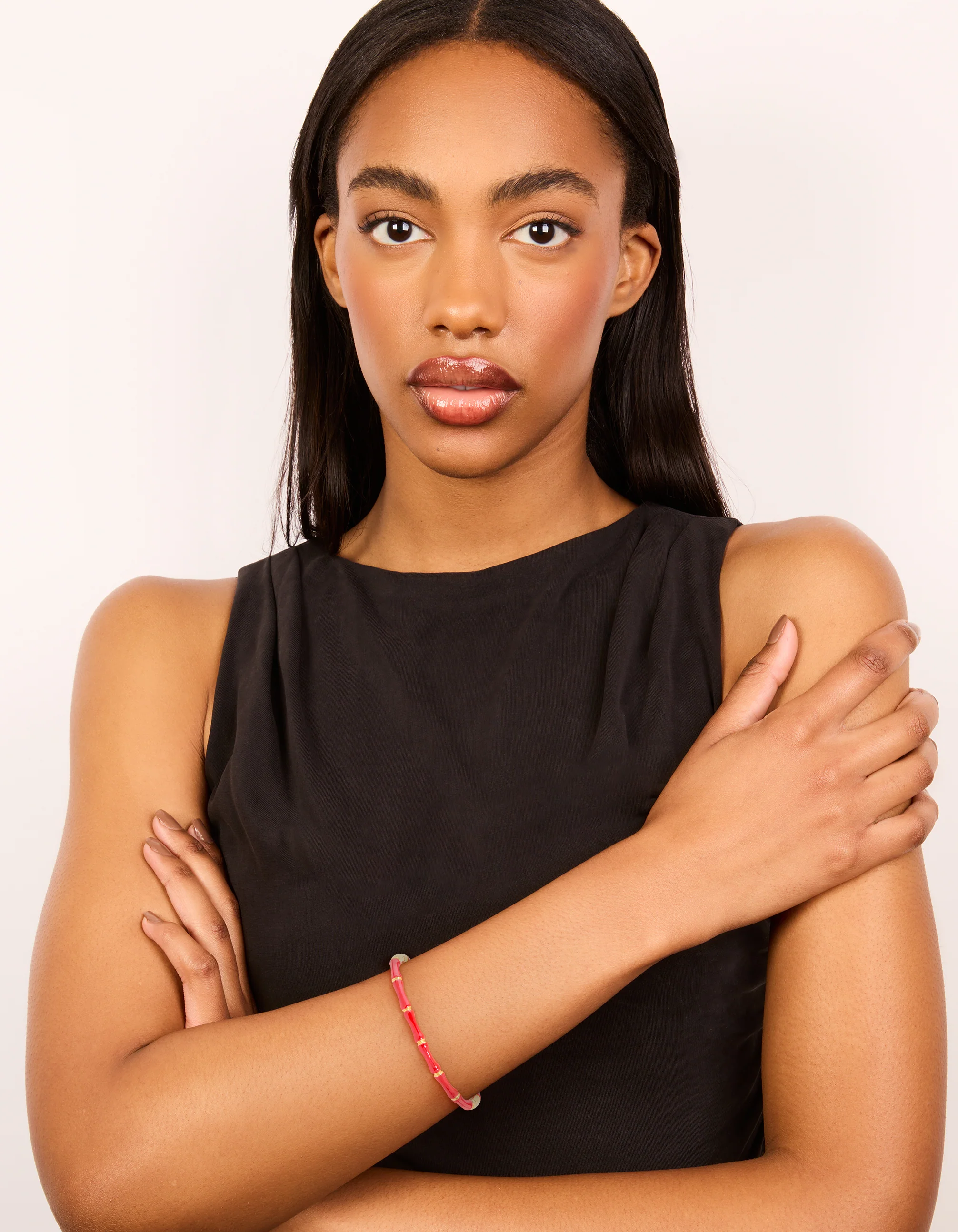 Waterproof Gold Plated Stainless Steel Red Bamboo Bangle - Image 6