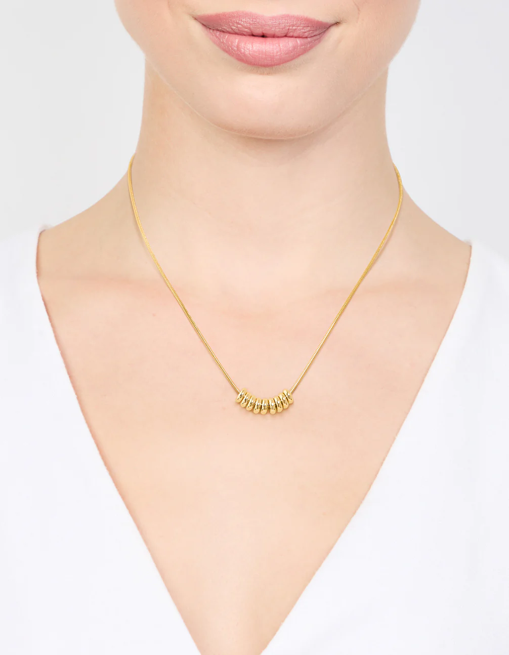 Waterproof Gold Plated Stainless Steel Rondell Necklace - Image 2