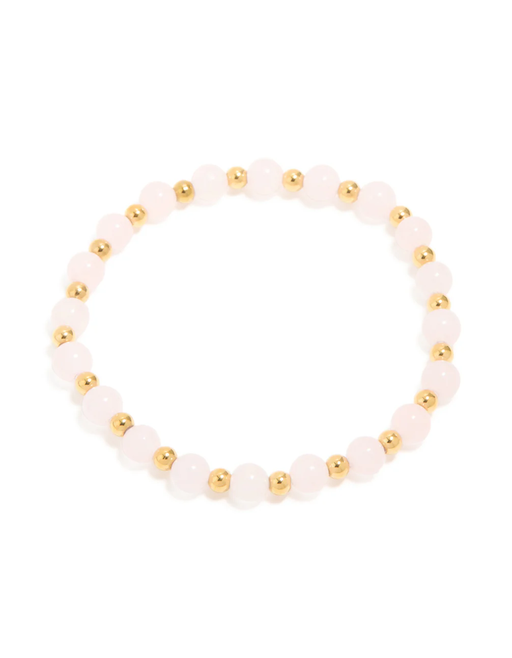 Waterproof Gold Plated Stainless Steel Rose Quartz Beaded Stretch Bracelet - Image 2