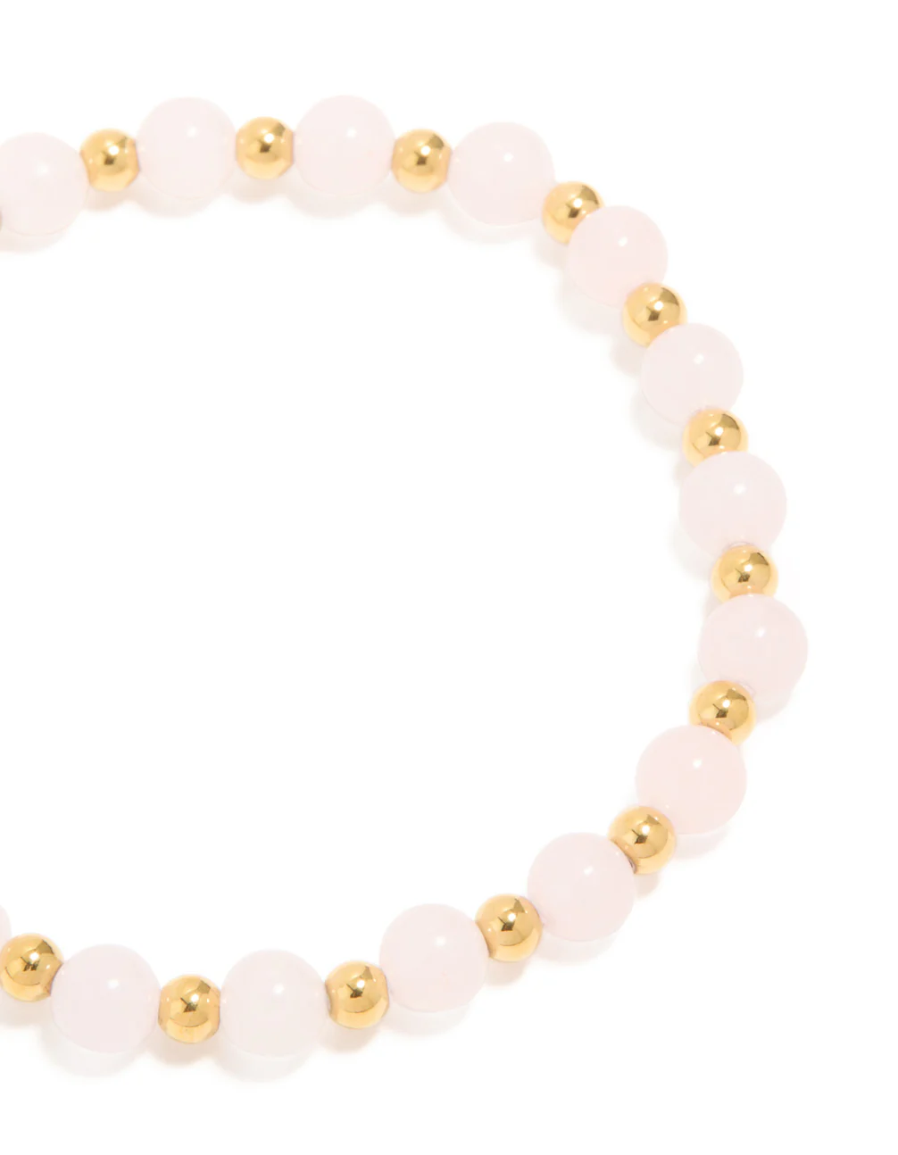 Waterproof Gold Plated Stainless Steel Rose Quartz Beaded Stretch Bracelet - Image 4