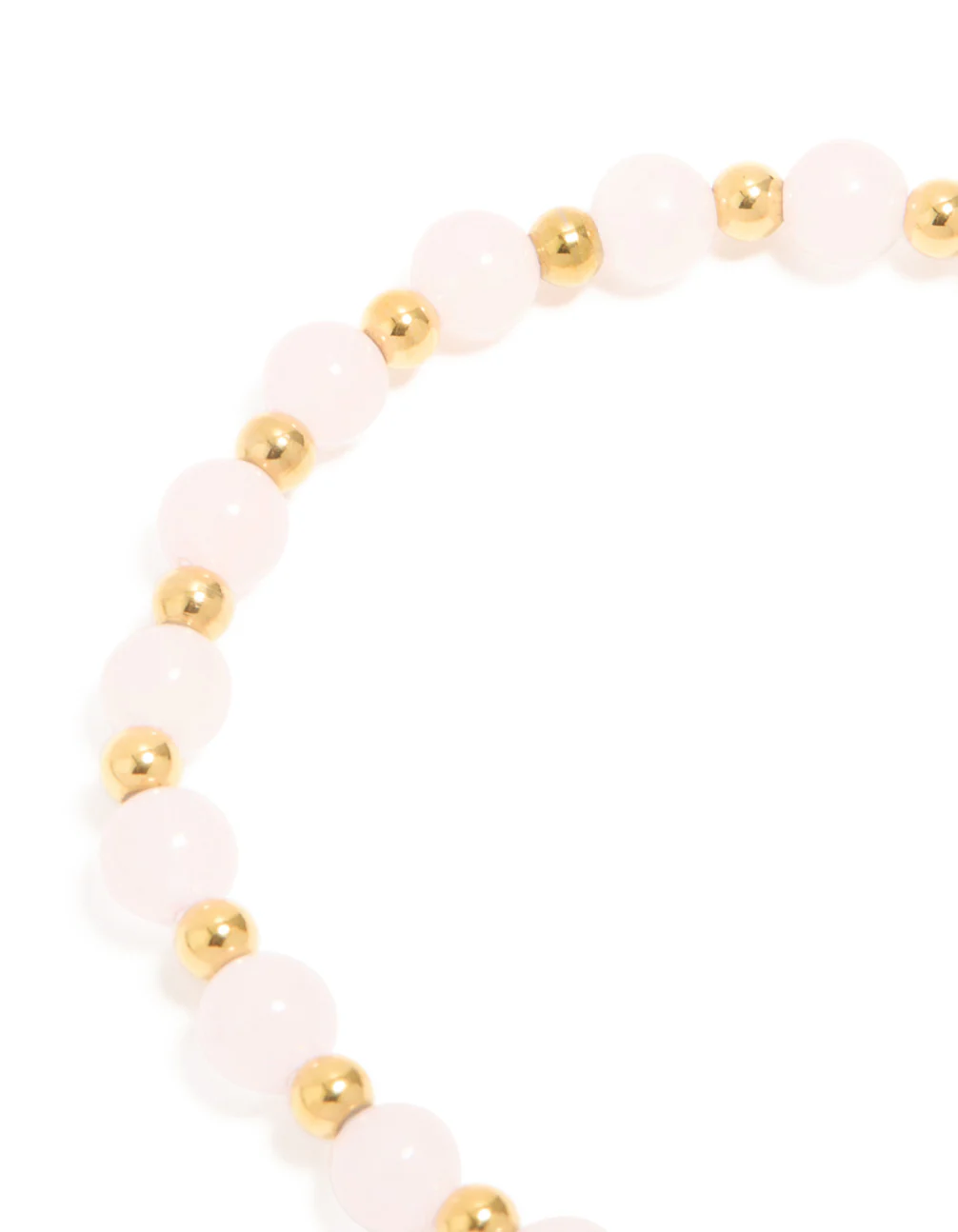 Waterproof Gold Plated Stainless Steel Rose Quartz Beaded Stretch Bracelet - Image 5
