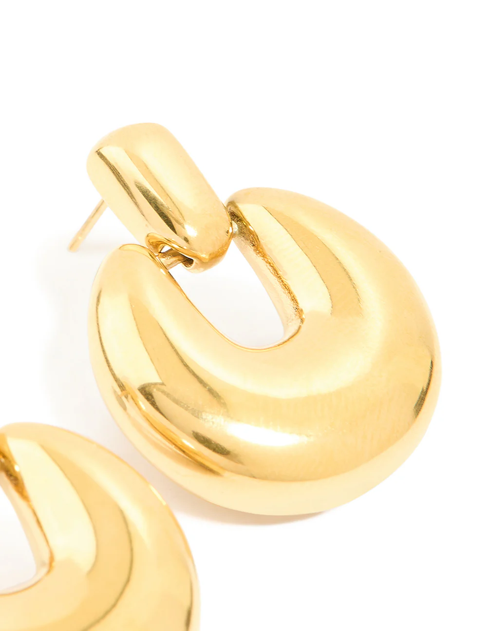 Waterproof Gold Plated Stainless Steel Round Doorknocker Earrings - Image 5