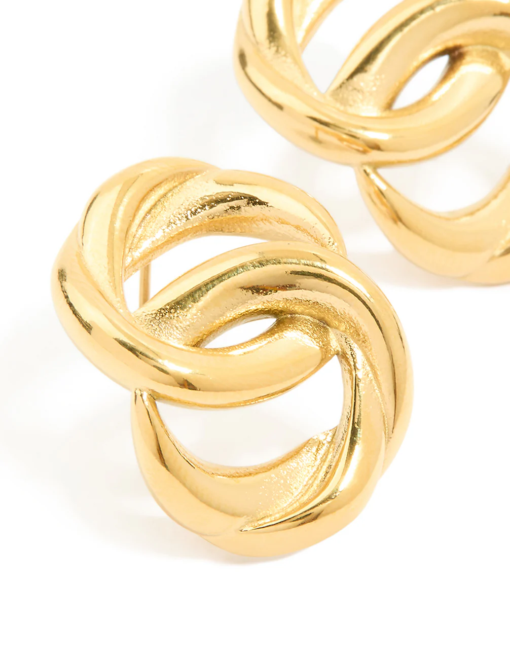 Waterproof Gold Plated Stainless Steel Round Linked Stud Earrings - Image 4