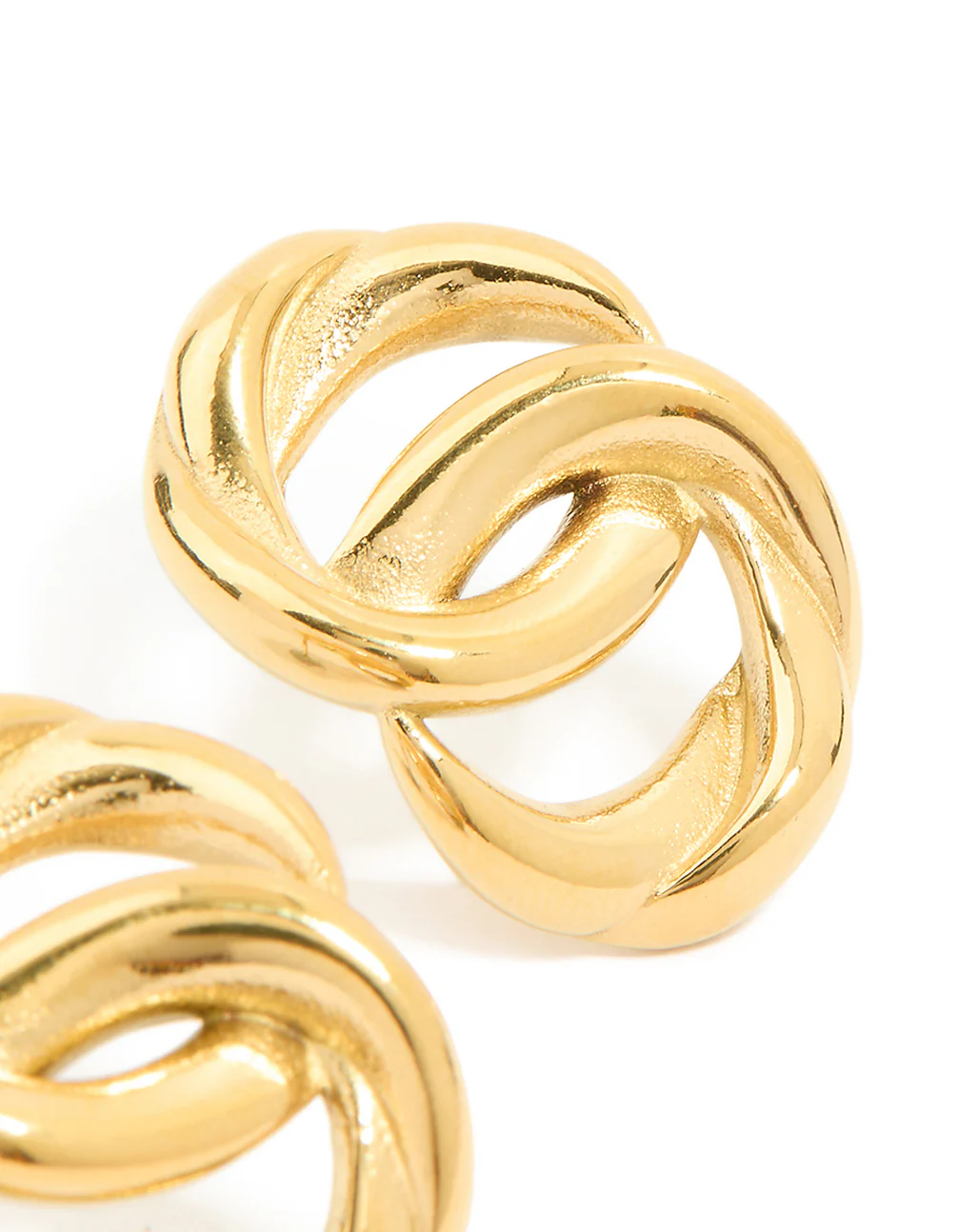 Waterproof Gold Plated Stainless Steel Round Linked Stud Earrings - Image 5
