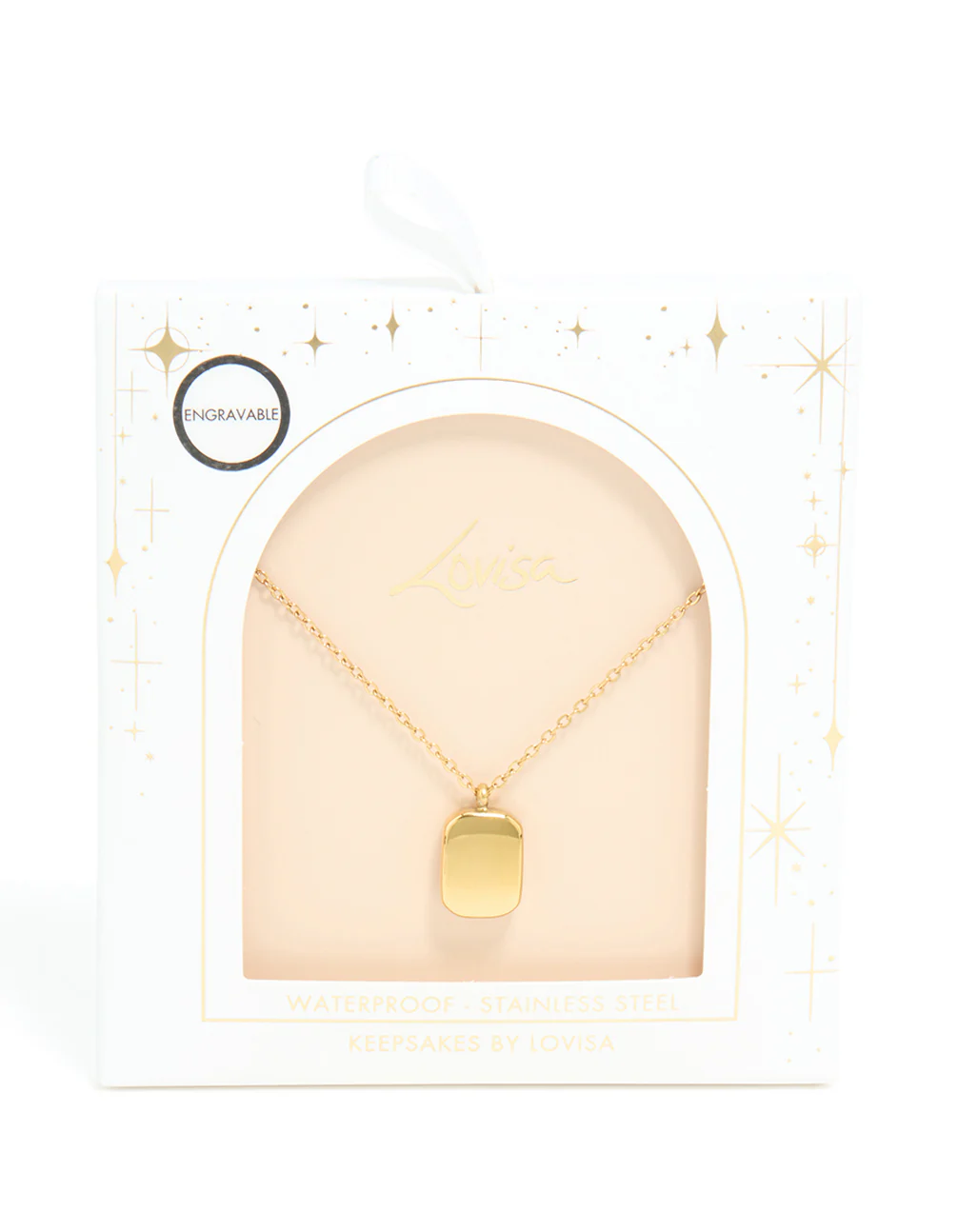 Waterproof Gold Plated Stainless Steel Round Rectangle Engravable Necklace - Image 5