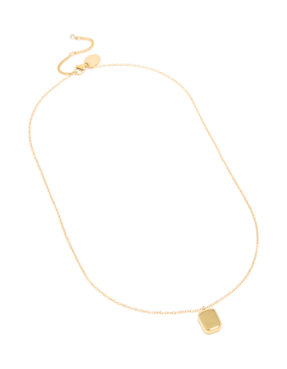Waterproof Gold Plated Stainless Steel Round Rectangle Engravable Necklace - Image 2
