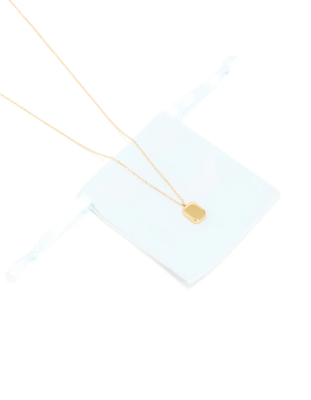 Waterproof Gold Plated Stainless Steel Round Rectangle Engravable Necklace - Image 3