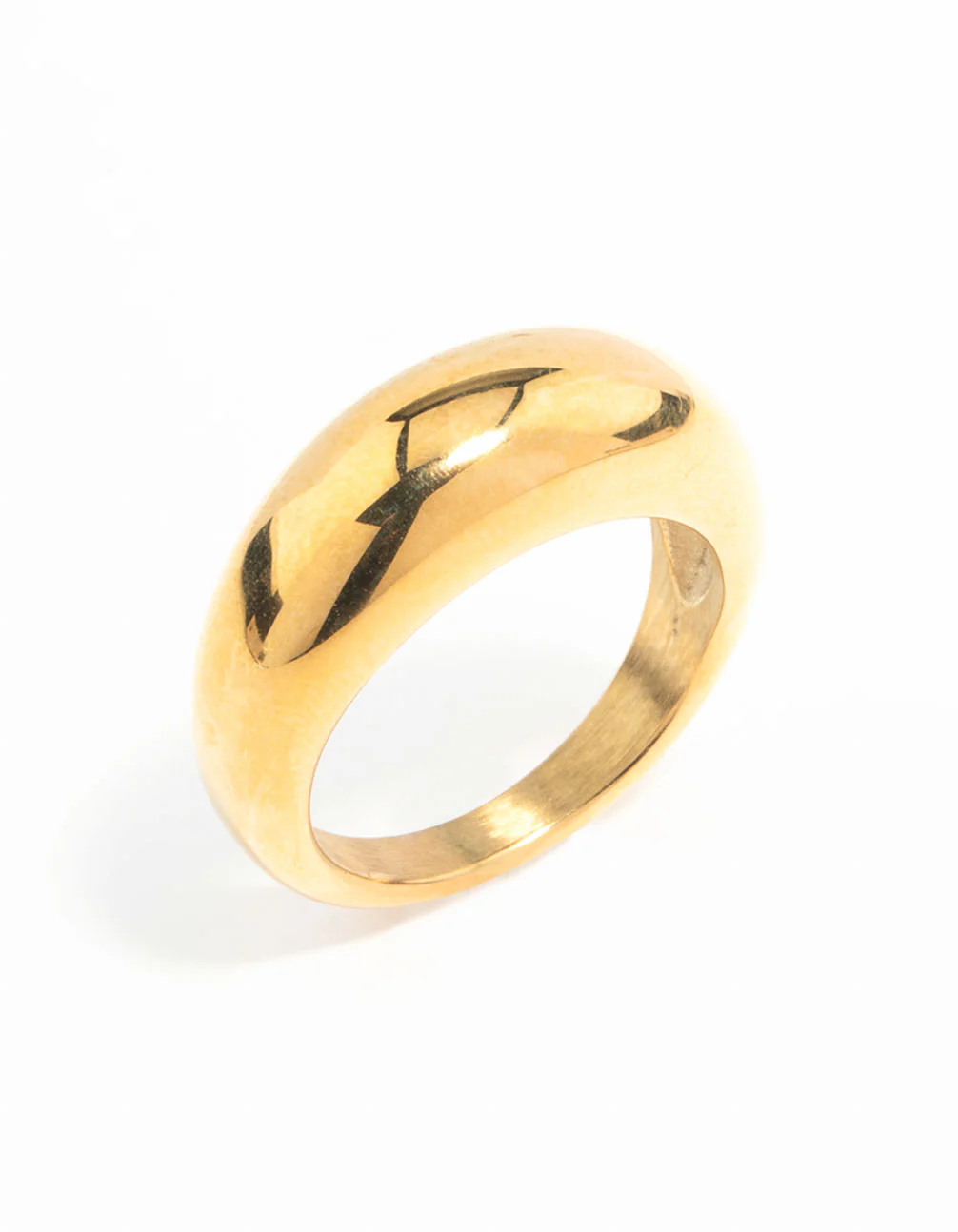 Waterproof Gold Plated Stainless Steel Rounded Band Ring - Image 2