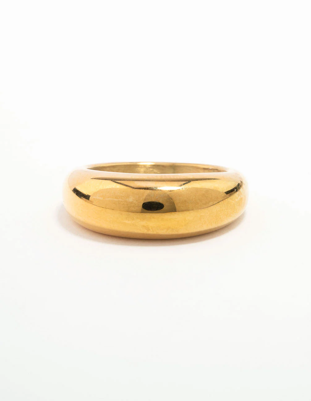 Waterproof Gold Plated Stainless Steel Rounded Band Ring - Image 3