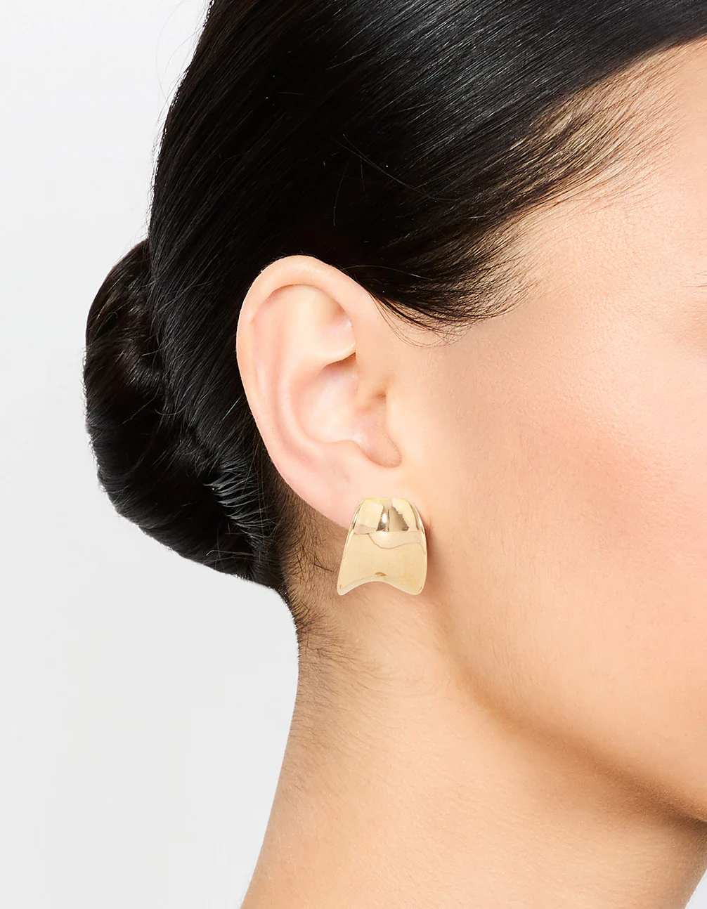 Waterproof Gold Plated Stainless Steel Rounded Hoop Stud Earrings - Image 2