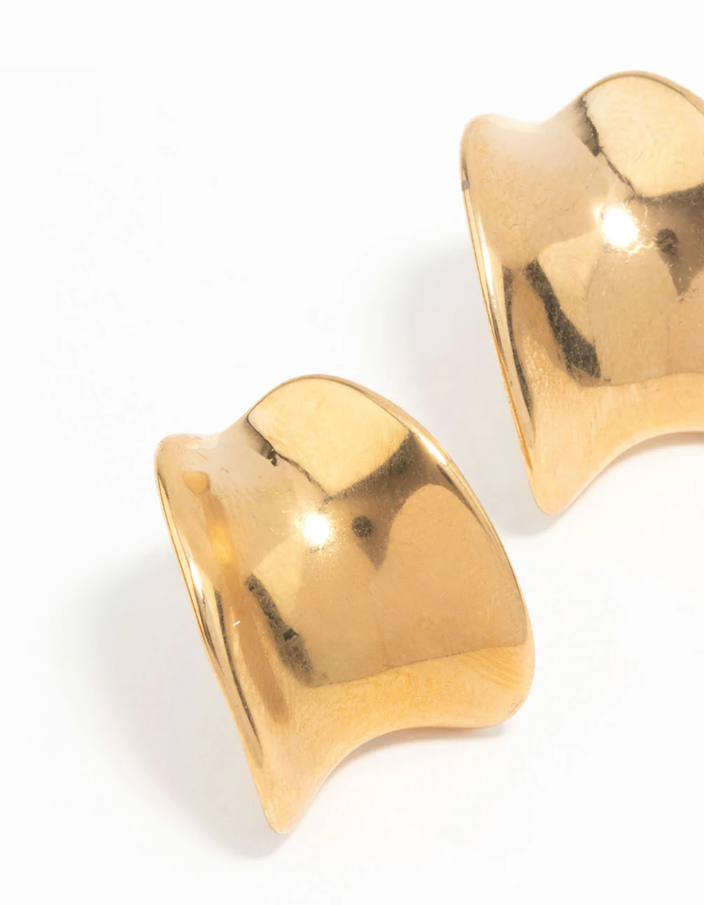 Waterproof Gold Plated Stainless Steel Rounded Hoop Stud Earrings - Image 4